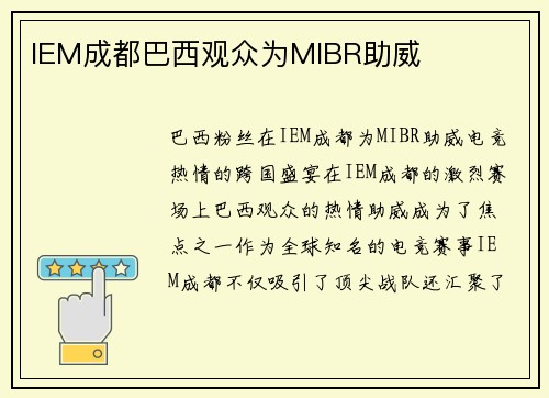 IEM成都巴西观众为MIBR助威